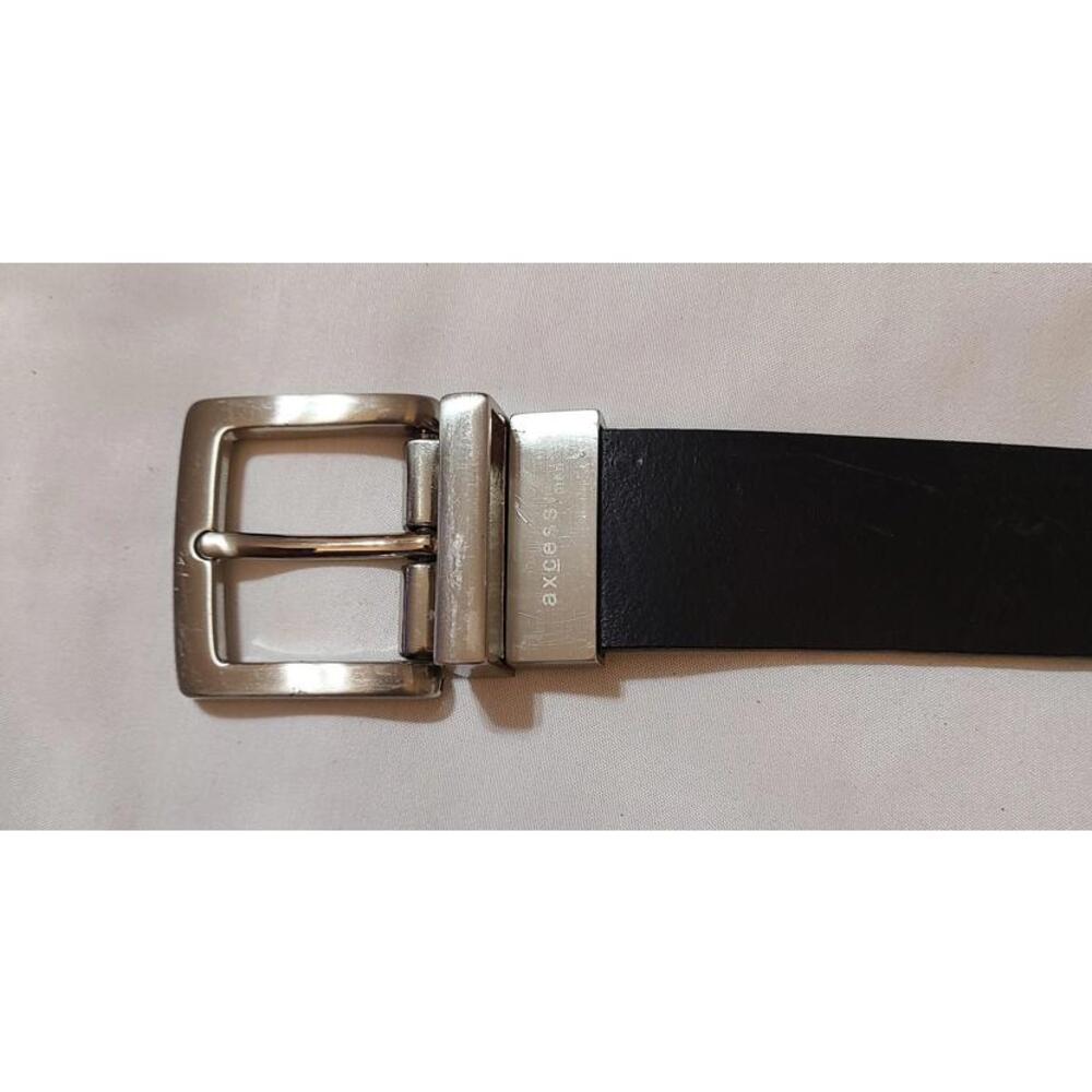 Axcess Dress Belt Mens Size 42/105 Black Adjustable Accessory Silver Tone Buckle